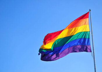 Photo légendée : Drapeau représentant la communauté LGBTQIA+.