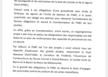 Crise profonde au PABC : Quand le coordonnateur tente de cacher le soleil de la main