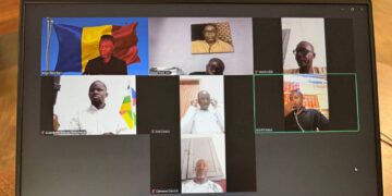 Des participants au forum lors de leur entretien en ligne.